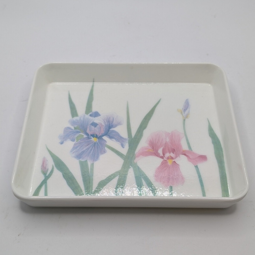Vtg‎ Design Imports Ltd Melamine Tray White Iris Floral Made In Italy Small 5x4